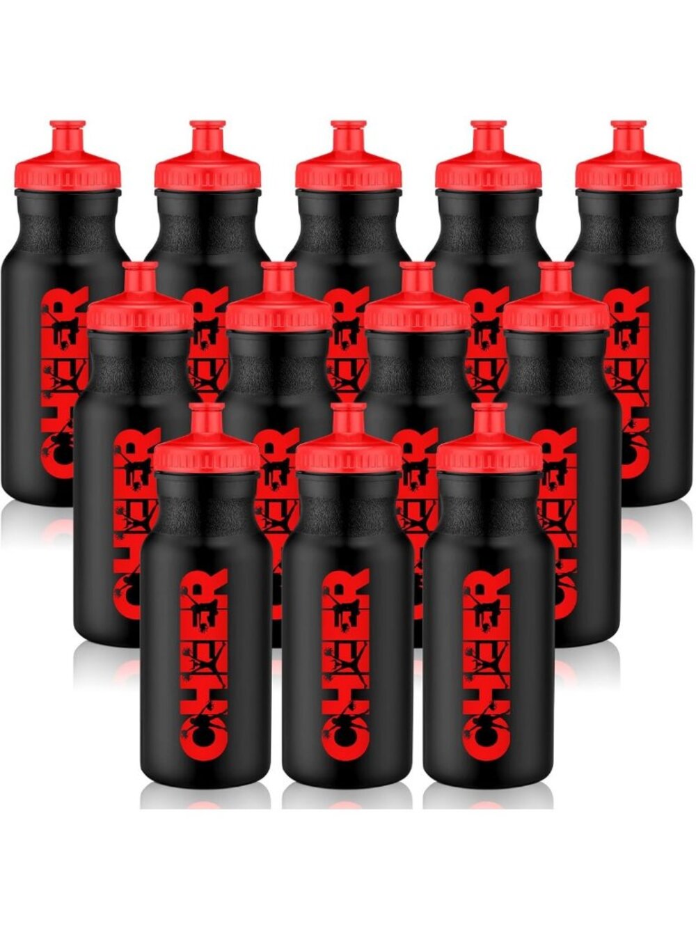 12 Pack Cheerleader Water Bottles 20 oz Reusable Squeeze Sports Bottles - Team